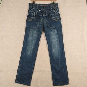 Young Republic Jeans Mens 31x34 Blue High Waist Triple Button Cargo Y2K McBling